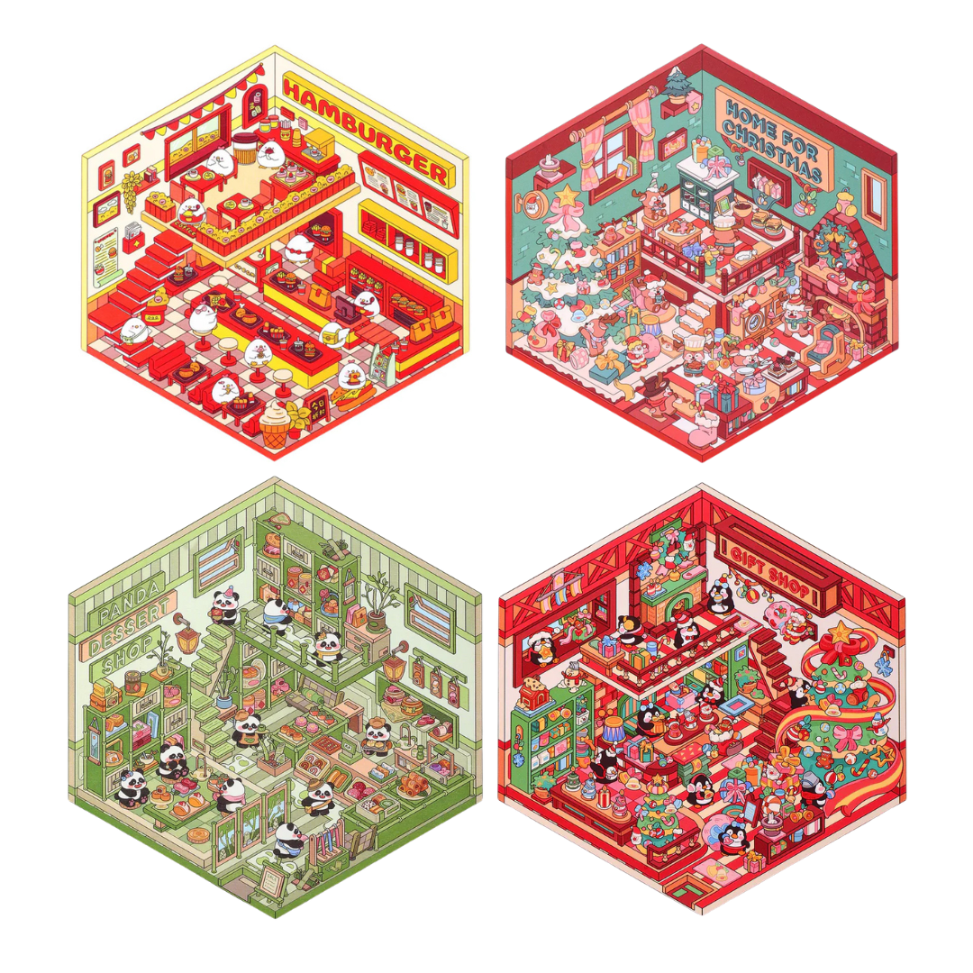 Paseo Comercial - Pack de 4 Escenarios